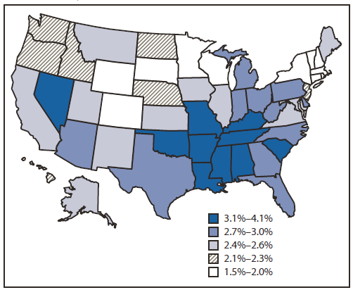 CDC Stroke Prevalence, 2006-2010
