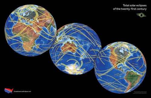 21st Century Eclipse Map Poster