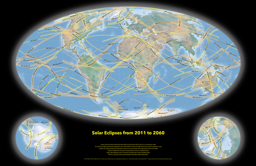 World Map of Solar Eclipses from 2011 to 2060