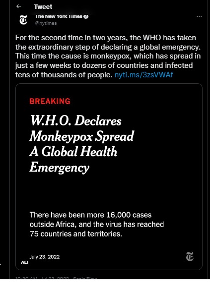 Monkeypox a global health emergency