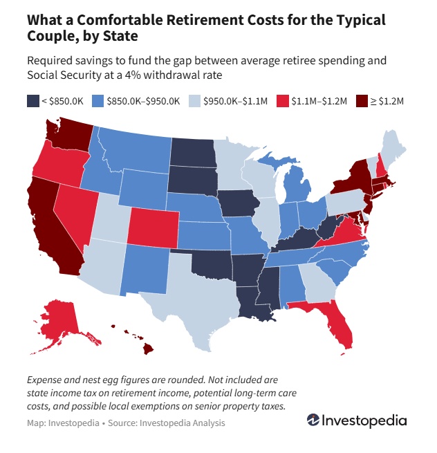 2024 comfortable retirement, by state