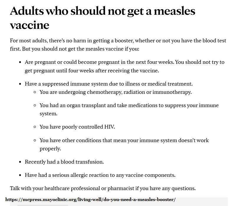 Adults who shouldn't get the measles vaccine
