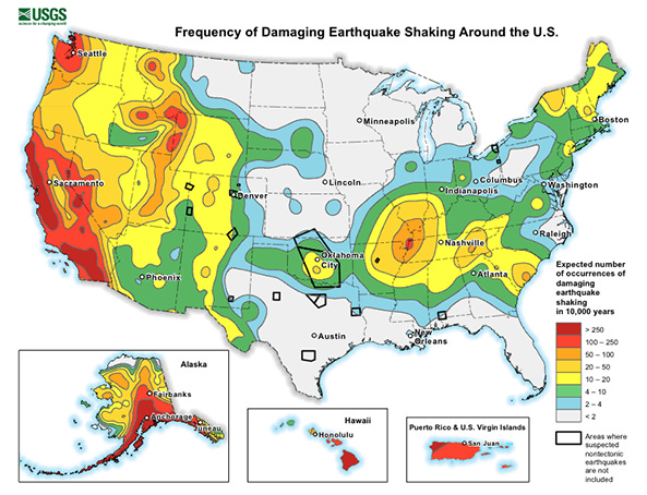 USA Earthquake Map
