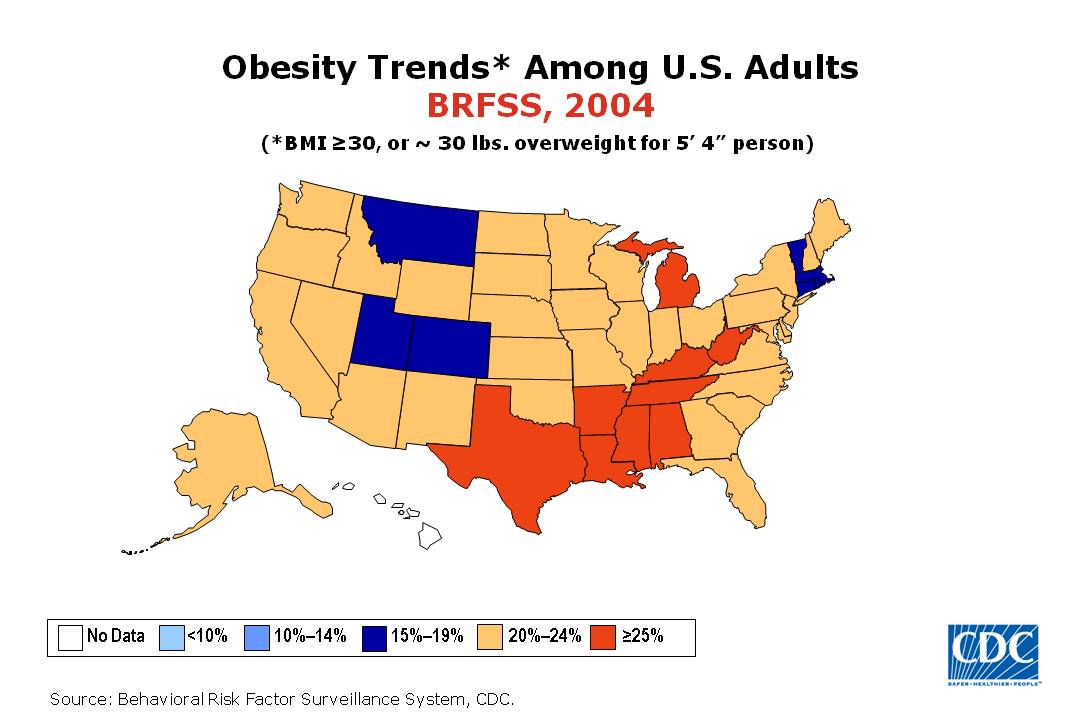 CDC - US Obesity Rates, 2004