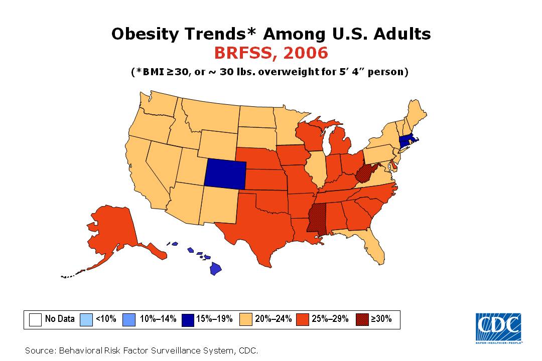 CDC - US Obesity Rates, 2006